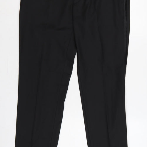 Marks and Spencer Men’s Black 34R Slim Fit Dress Trousers Formal