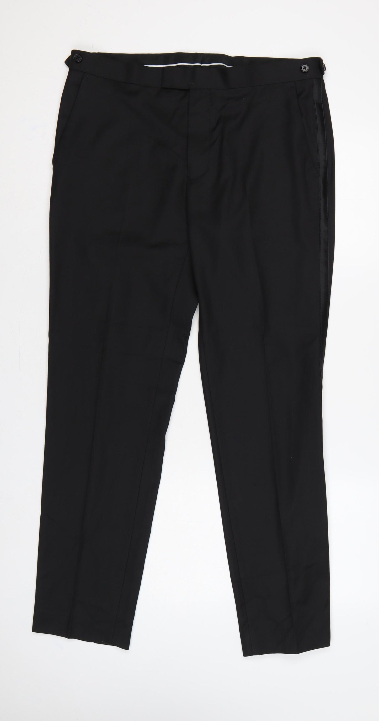 Marks and Spencer Men’s Black 34R Slim Fit Dress Trousers Formal