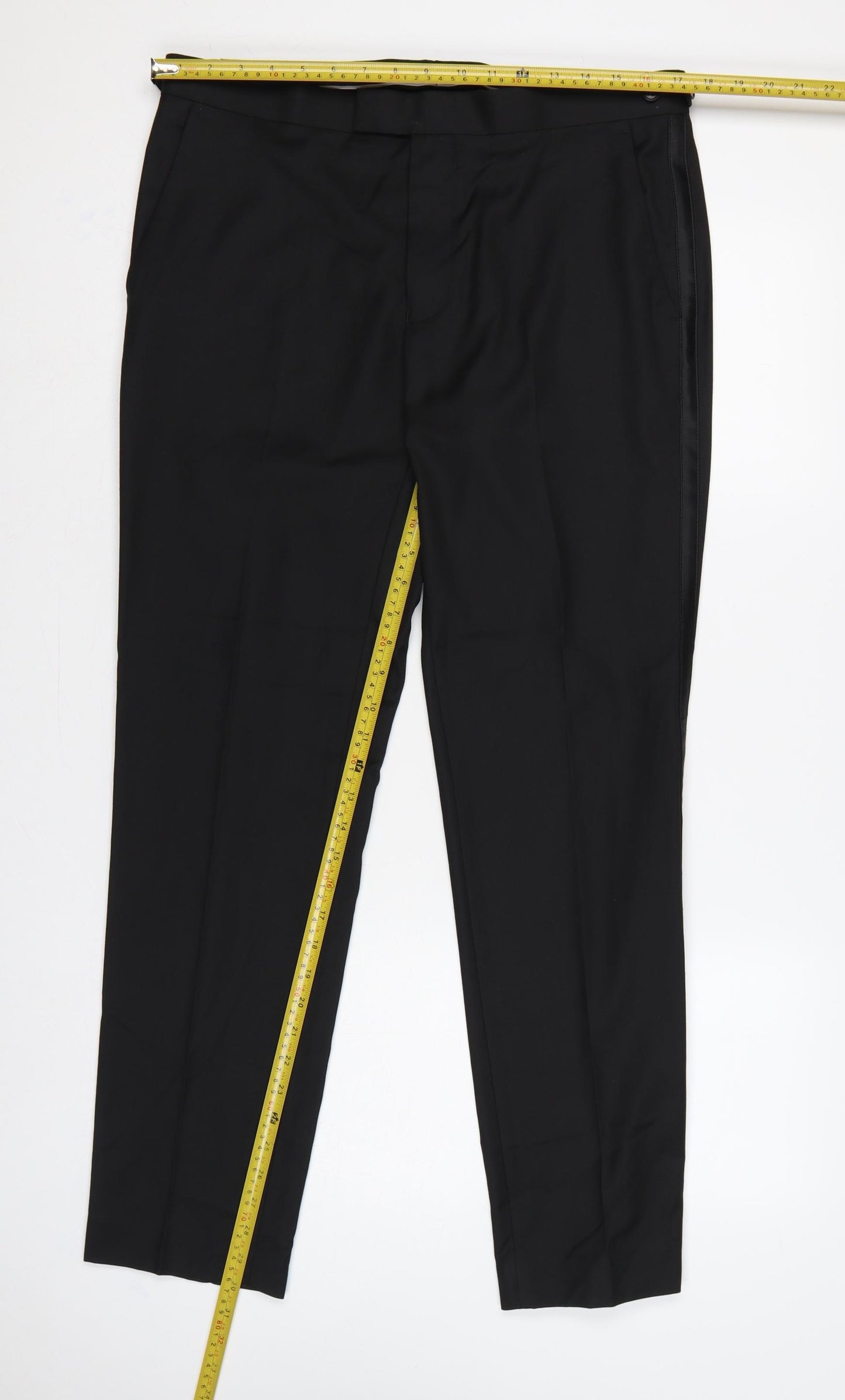 Marks and Spencer Men’s Black 34R Slim Fit Dress Trousers Formal
