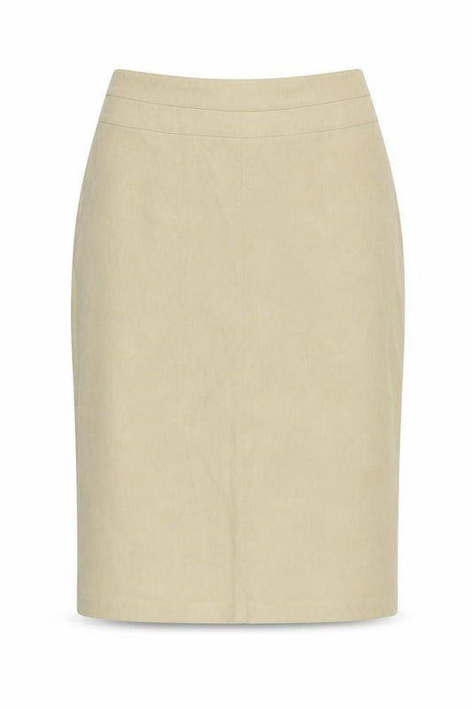 C-M-D Women Beige UK 12 Midi Pencil Skirt Stretch Workwear
