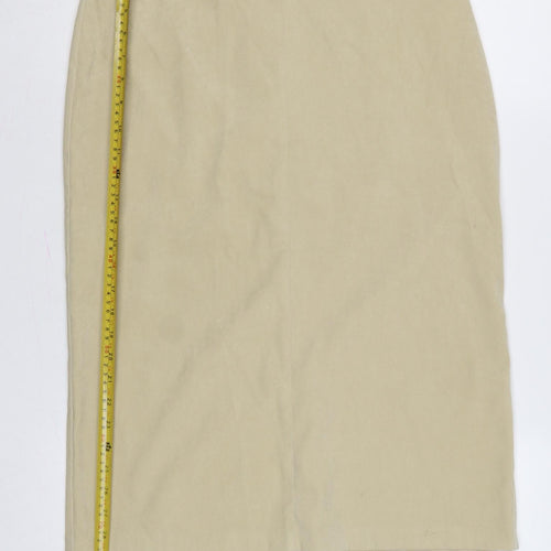 C-M-D Women Beige UK 12 Midi Pencil Skirt Stretch Workwear