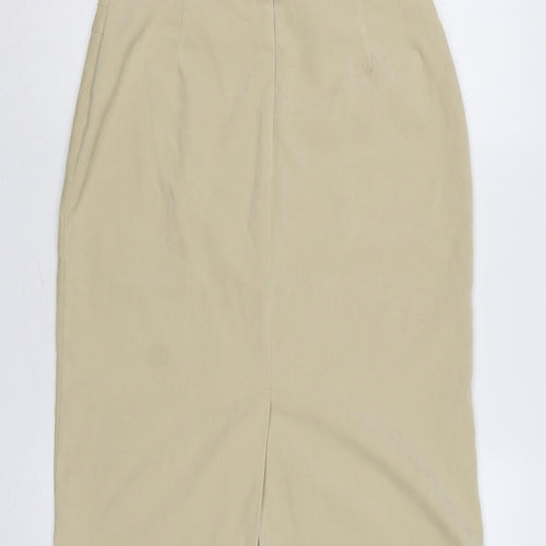 C-M-D Women Beige UK 12 Midi Pencil Skirt Stretch Workwear