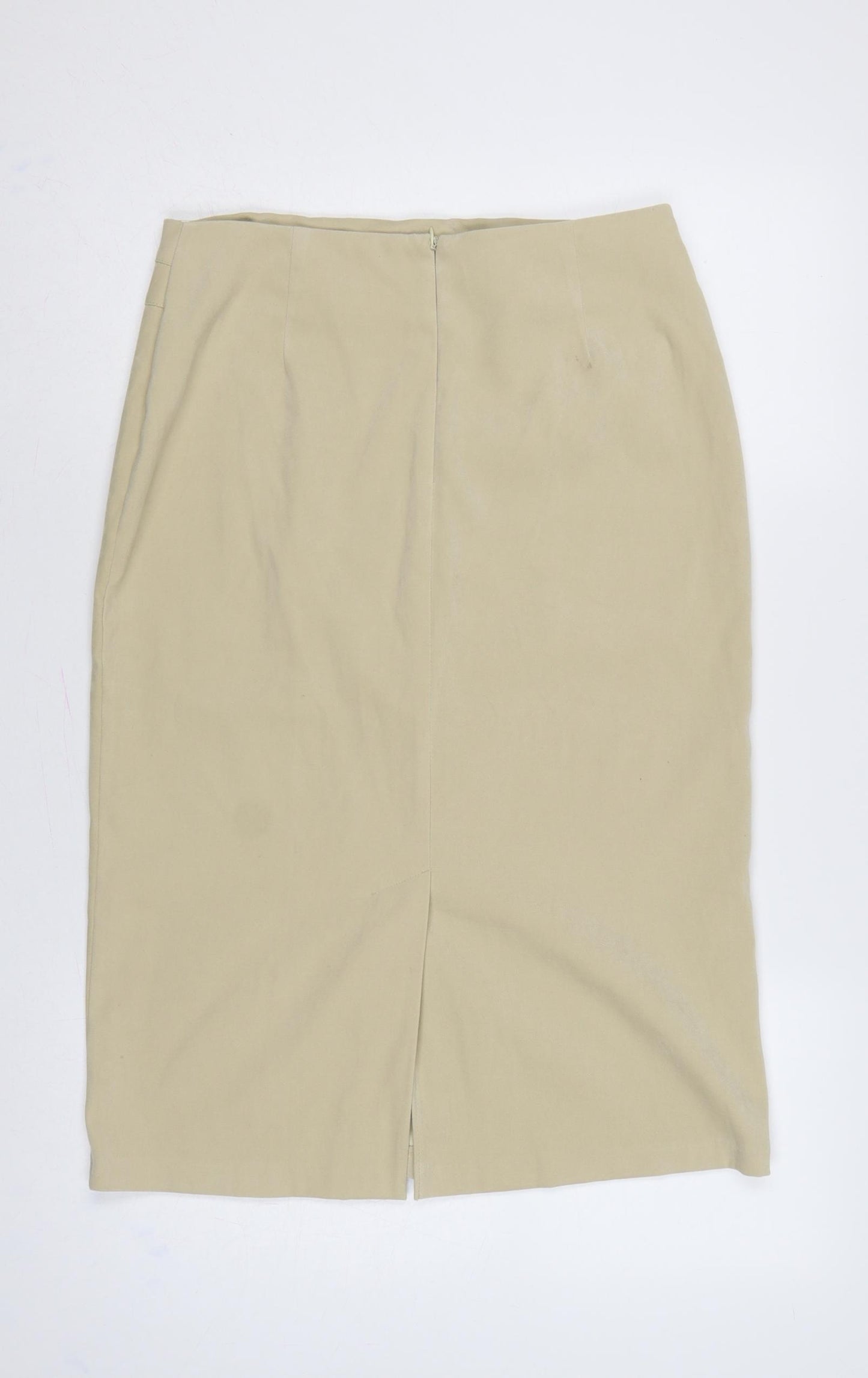 C-M-D Women Beige UK 12 Midi Pencil Skirt Stretch Workwear