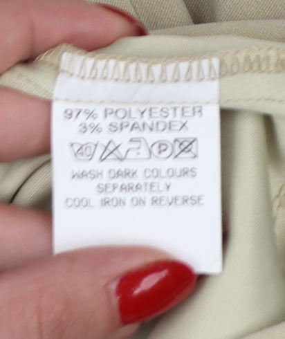 C-M-D Women Beige UK 12 Midi Pencil Skirt Stretch Workwear