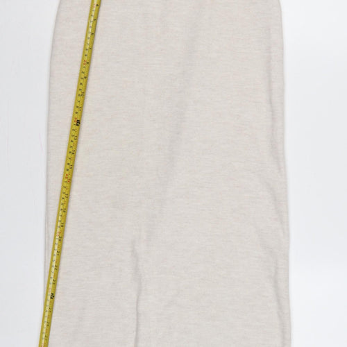 Zara Women Beige Size 8 Long Knit Straight Pencil Skirt