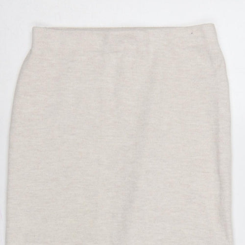 Zara Women Beige Size 8 Long Knit Straight Pencil Skirt