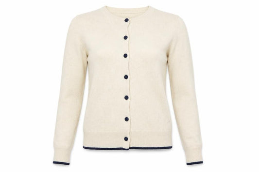Front view of Ines de la Fressange Women Ivory XS Cashmere Button Cardigan