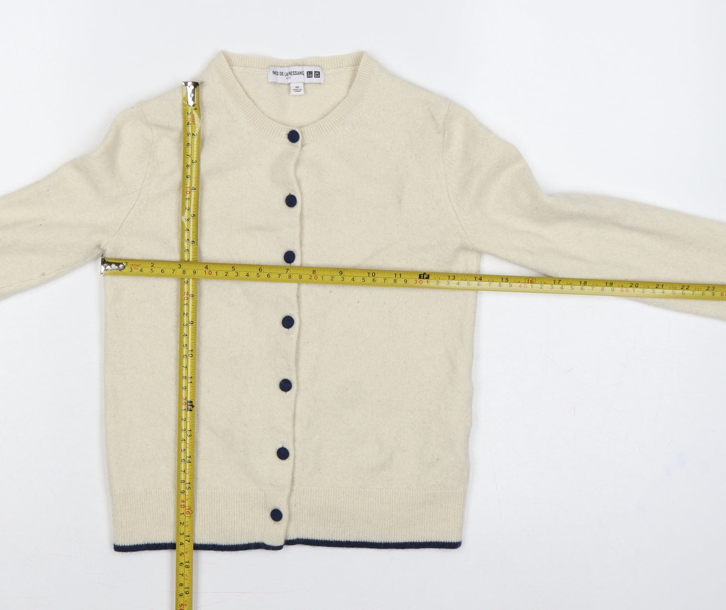 Ines de la Fressange Women Ivory XS Cashmere Button Cardigan