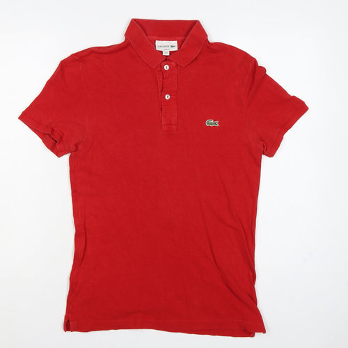 Lacoste Men’s Red Slim Fit Cotton Piqué Polo Shirt Size S