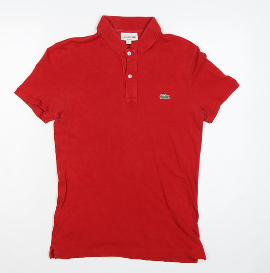 Lacoste Men’s Red Slim Fit Cotton Piqué Polo Shirt Size S