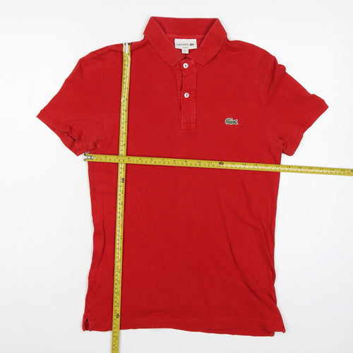 Lacoste Men’s Red Slim Fit Cotton Piqué Polo Shirt Size S
