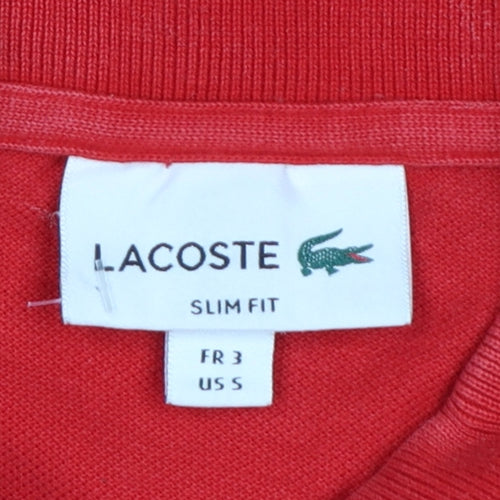 Lacoste Men’s Red Slim Fit Cotton Piqué Polo Shirt Size S