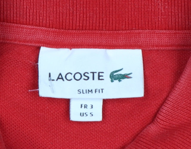 Lacoste Men’s Red Slim Fit Cotton Piqué Polo Shirt Size S