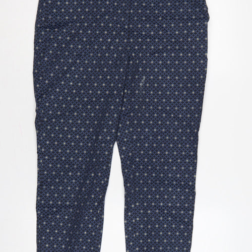 M&S Women’s Blue UK 12 Geometric Metallic Stretch Trousers