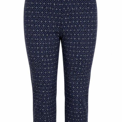 M&S Women’s Blue UK 12 Geometric Metallic Stretch Trousers