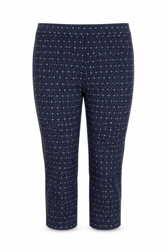 M&S Women’s Blue UK 12 Geometric Metallic Stretch Trousers