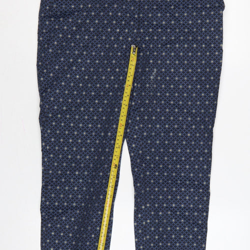 M&S Women’s Blue UK 12 Geometric Metallic Stretch Trousers