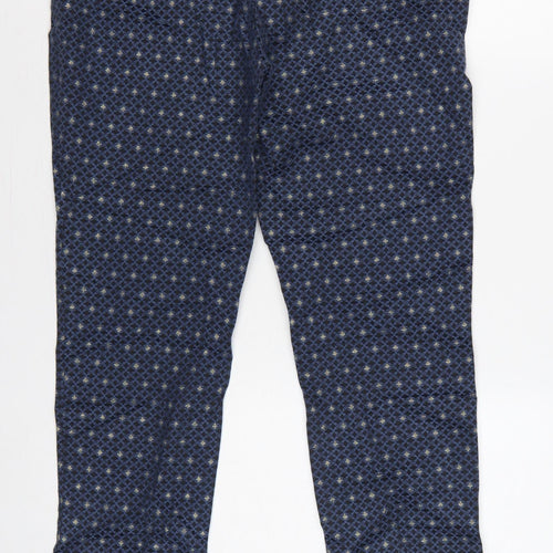 M&S Women’s Blue UK 12 Geometric Metallic Stretch Trousers