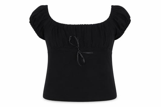 Jeffrey Rogers Women Black UK 14 Off Shoulder Bow Blouse Top