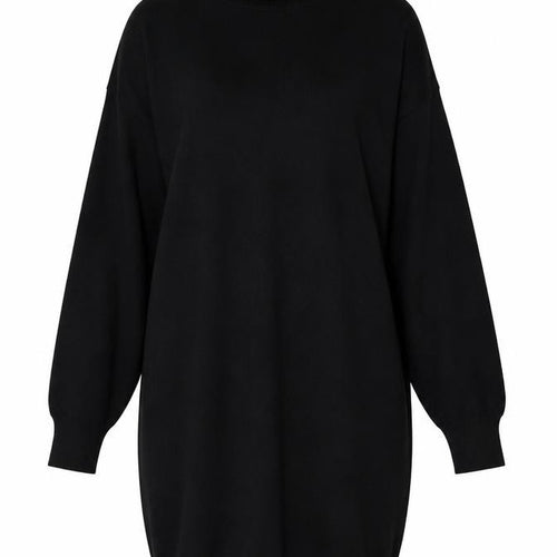 Badgley Mischka Women Black M Roll Neck Balloon Sleeve Jumper Dress