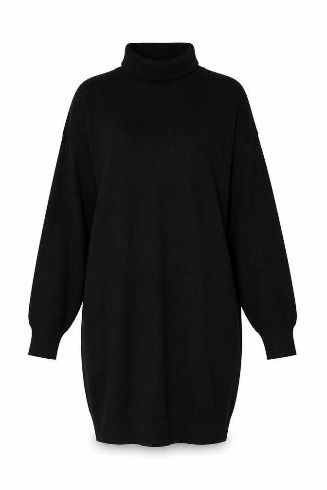 Badgley Mischka Women Black M Roll Neck Balloon Sleeve Jumper Dress