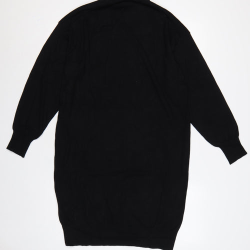 Badgley Mischka Women Black M Roll Neck Balloon Sleeve Jumper Dress