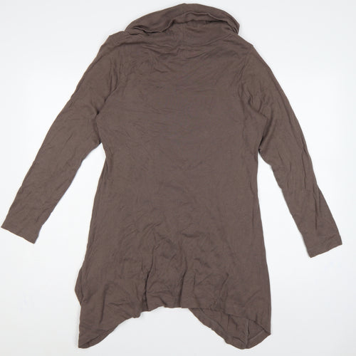 BHS Women’s Brown UK 16 Cowl Neck Long Sleeve Asymmetric Tunic Top