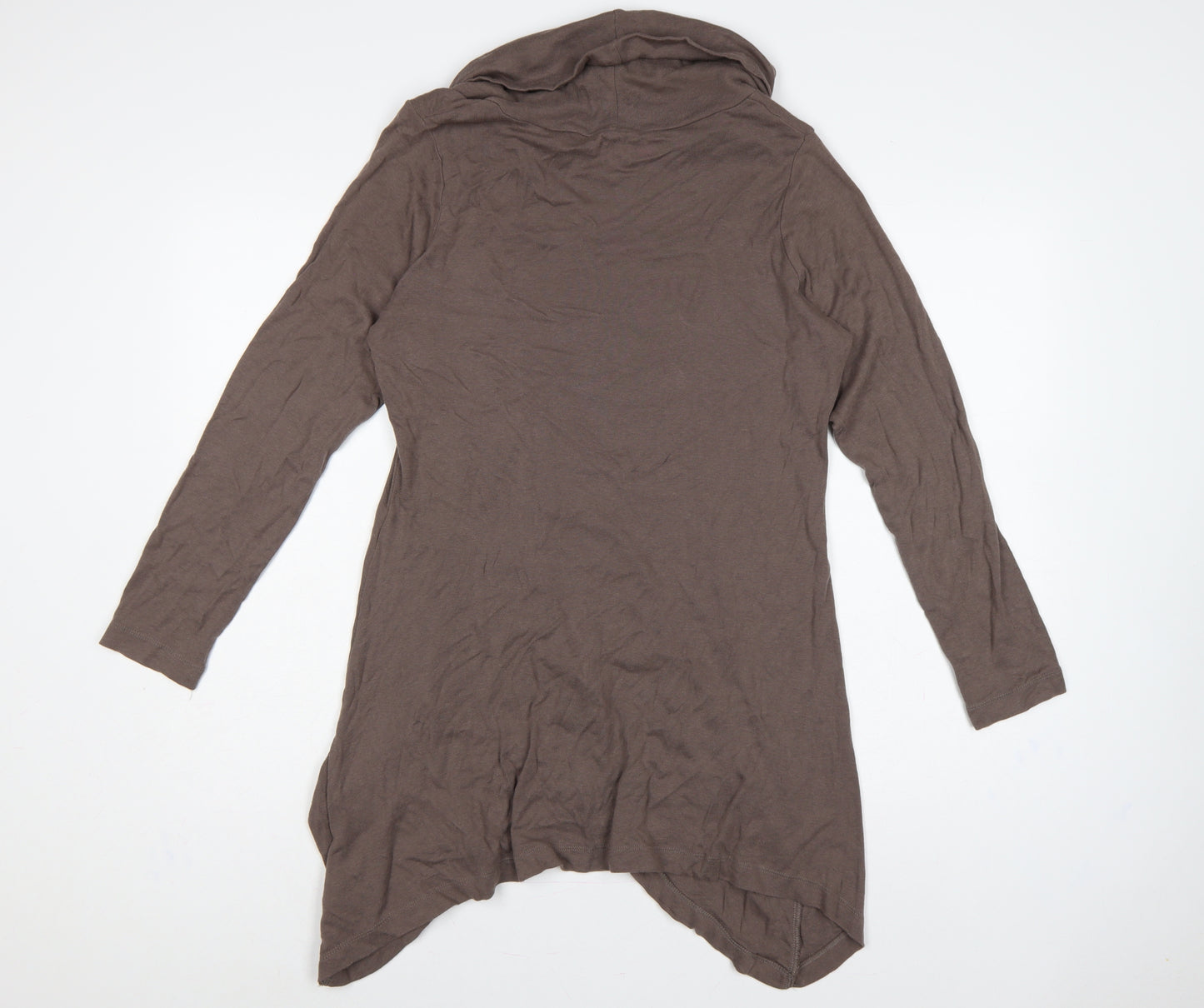 BHS Women’s Brown UK 16 Cowl Neck Long Sleeve Asymmetric Tunic Top