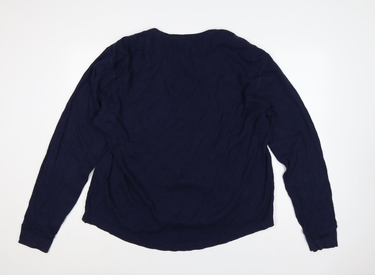 GAP Men’s Blue XL Thermal Waffle Knit Long Sleeve Crew Neck T-Shirt