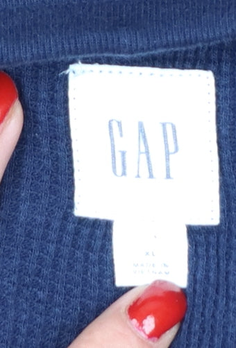 GAP Men’s Blue XL Thermal Waffle Knit Long Sleeve Crew Neck T-Shirt
