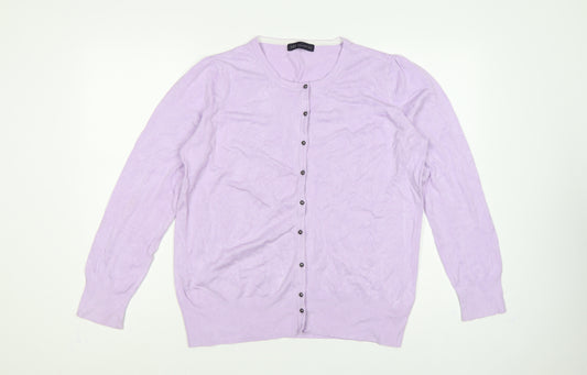 Marks and Spencer Women Purple Size 18 Button Knit Cardigan