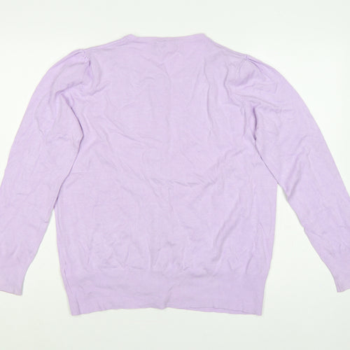Marks and Spencer Women Purple Size 18 Button Knit Cardigan