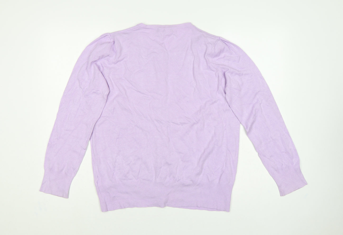 Marks and Spencer Women Purple Size 18 Button Knit Cardigan