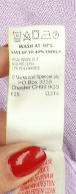 Marks and Spencer Women Purple Size 18 Button Knit Cardigan