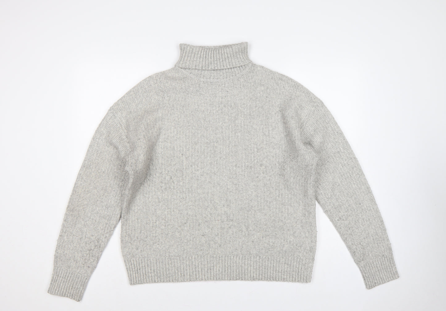 Marks and Spencer Women’s Grey UK 14 Roll Neck Rib Knit Pullover Jumper