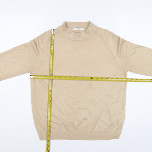 Marks and Spencer Women Beige UK 12 Roll Neck Cotton Knit Jumper