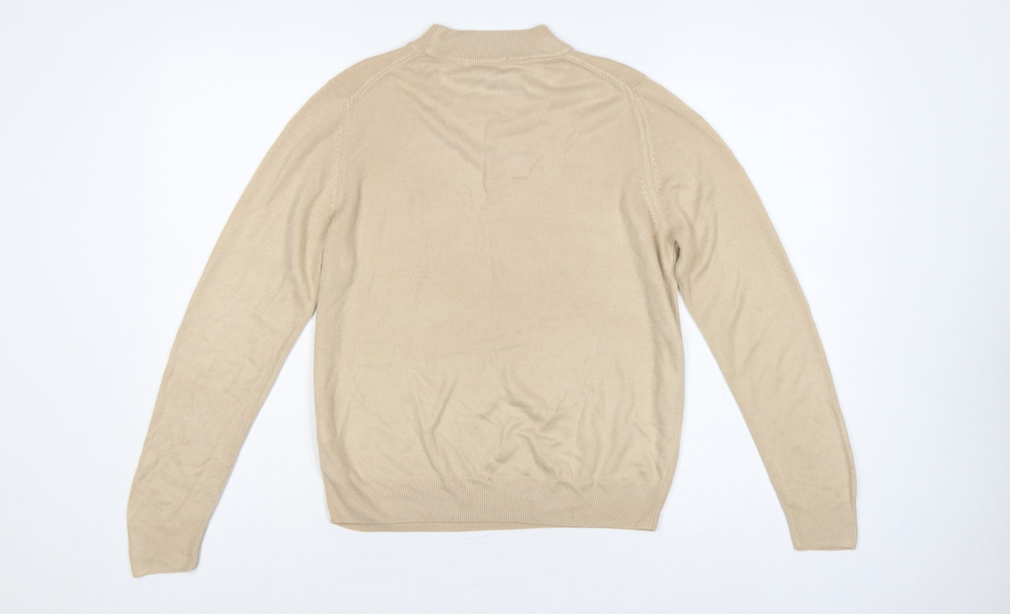 Marks and Spencer Women Beige UK 12 Roll Neck Cotton Knit Jumper
