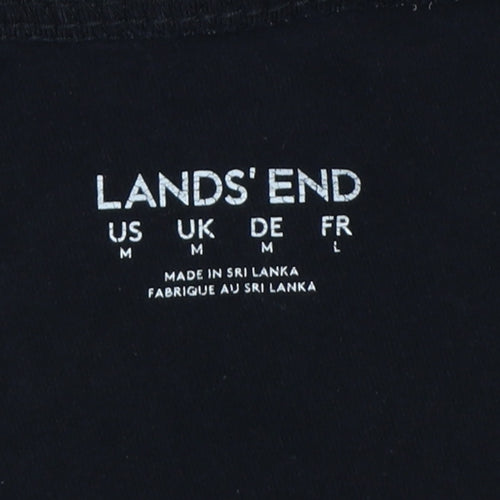 Lands' End Women Black M Stretch Elastic Waist Leggings