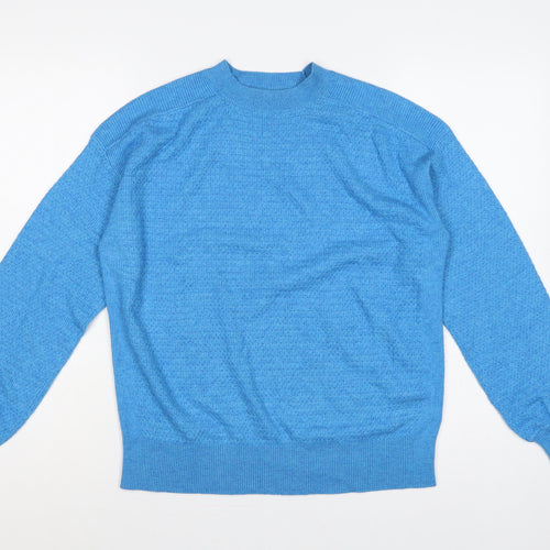 Marks and Spencer Women Blue M Mock Neck Raglan Knit Pullover Jumper