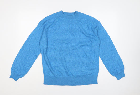 Marks and Spencer Women Blue M Mock Neck Raglan Knit Pullover Jumper