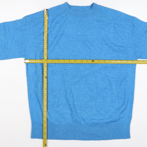 Marks and Spencer Women Blue M Mock Neck Raglan Knit Pullover Jumper