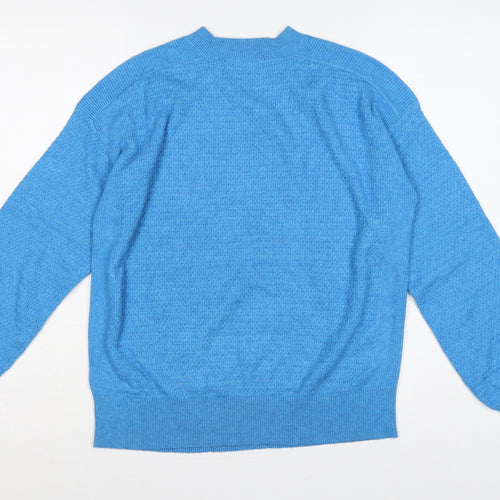 Marks and Spencer Women Blue M Mock Neck Raglan Knit Pullover Jumper