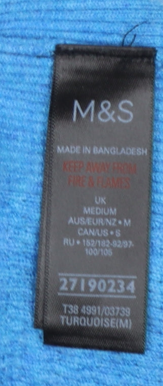 Marks and Spencer Women Blue M Mock Neck Raglan Knit Pullover Jumper