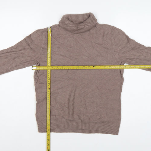 CC Women Beige M Cable Knit Roll Neck Cotton Angora Jumper