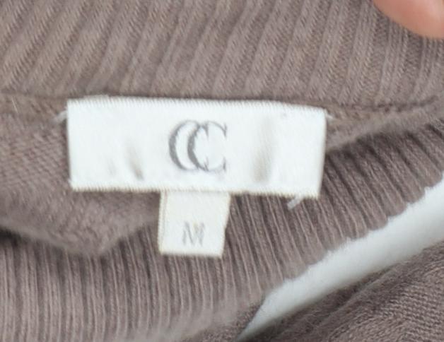 CC Women Beige M Cable Knit Roll Neck Cotton Angora Jumper