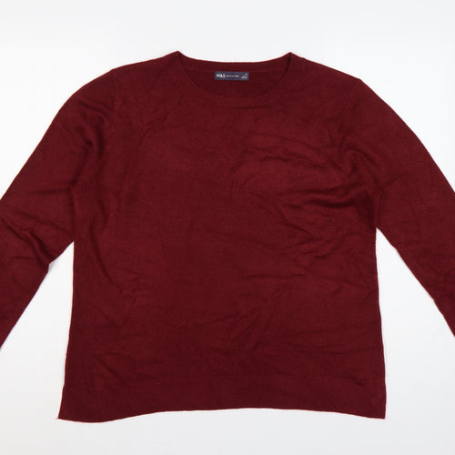 Marks and Spencer Women Red Size 16 Acrylic Crew Neck Pullover Jumper