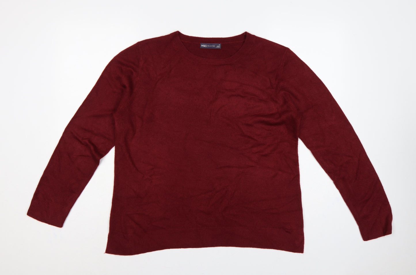 Marks and Spencer Women Red Size 16 Acrylic Crew Neck Pullover Jumper