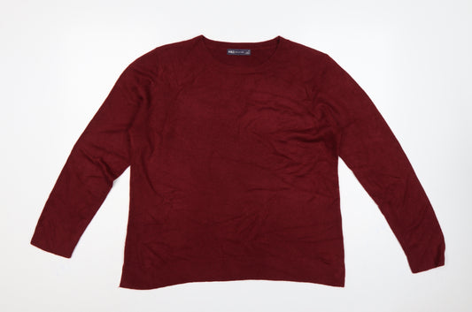 Marks and Spencer Women Red Size 16 Acrylic Crew Neck Pullover Jumper