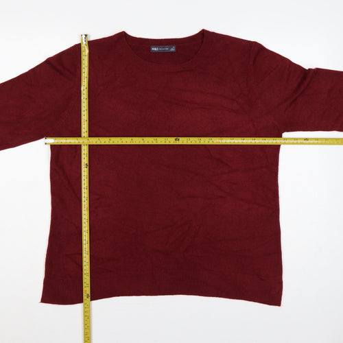 Marks and Spencer Women Red Size 16 Acrylic Crew Neck Pullover Jumper