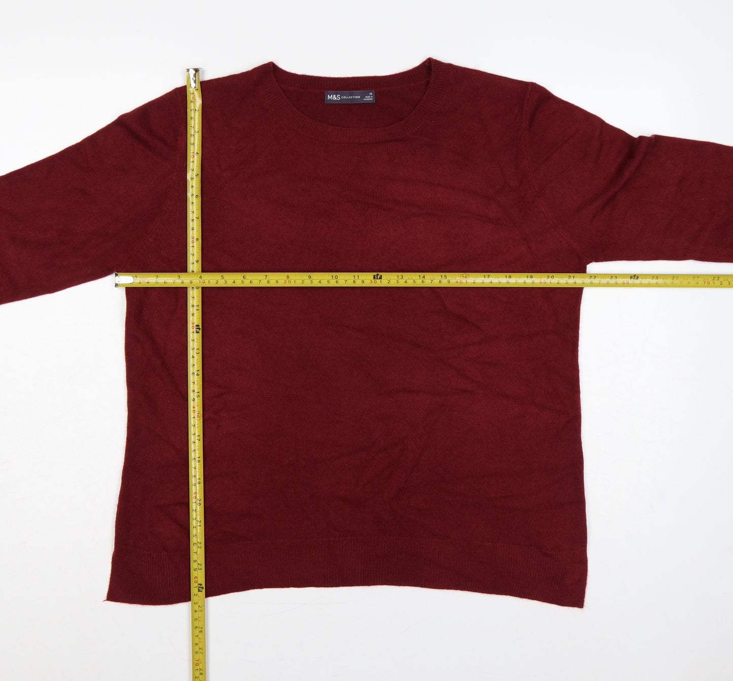 Marks and Spencer Women Red Size 16 Acrylic Crew Neck Pullover Jumper